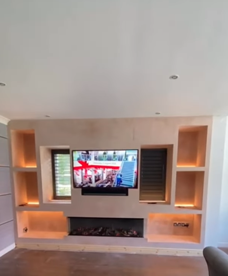 bespoke media wall fire installation 2