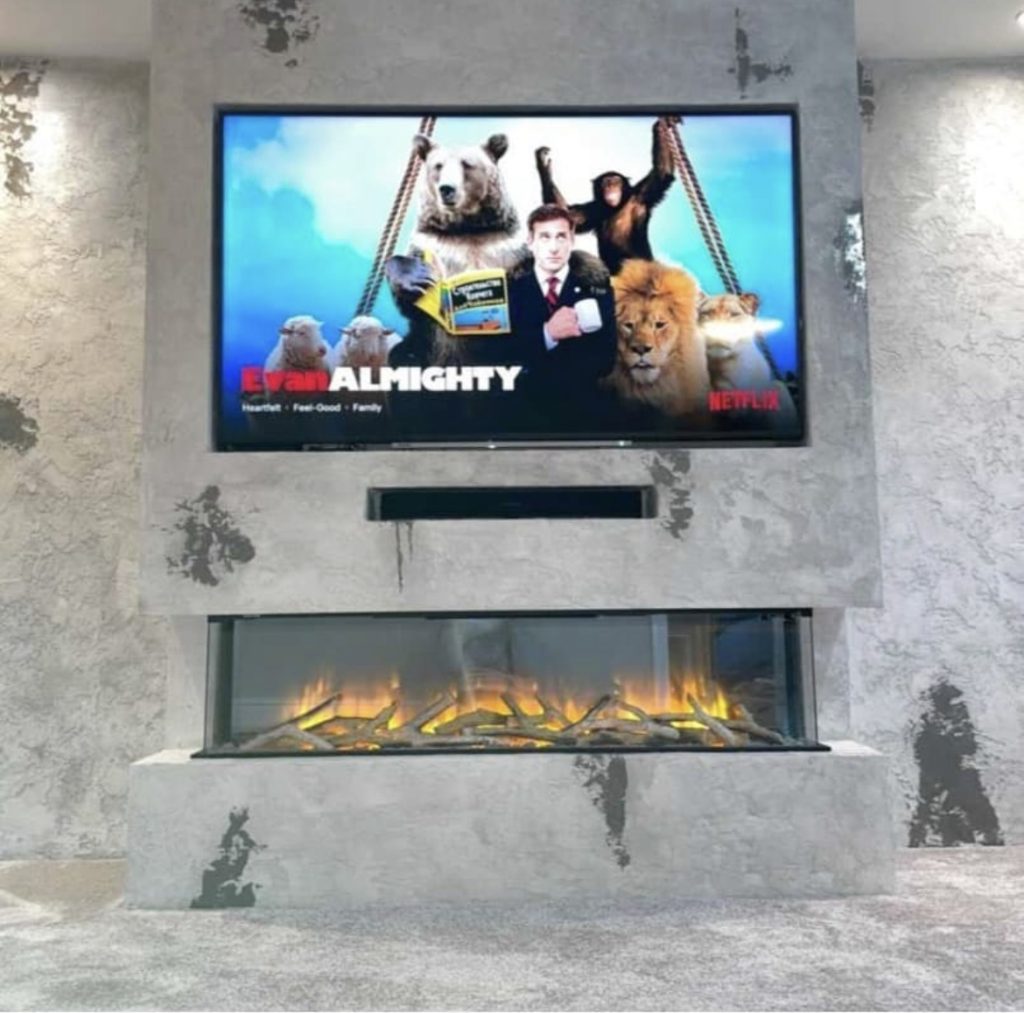 electric fire media wall installtion