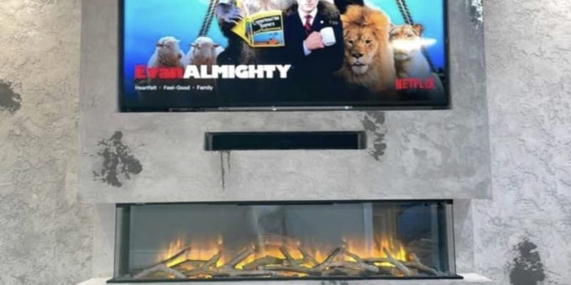 electric fire media wall installtion