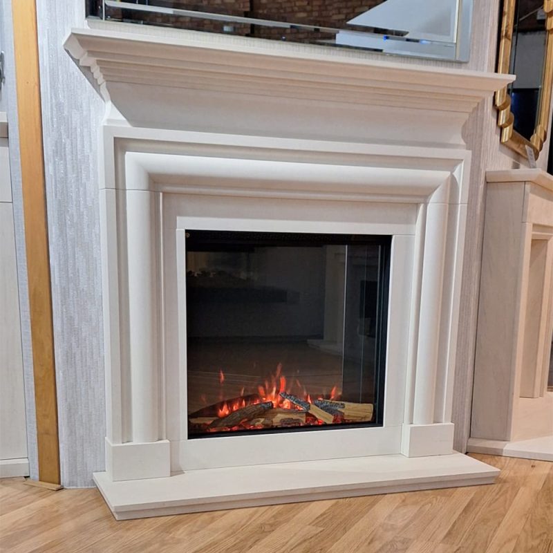 electric fireplace suite showroom