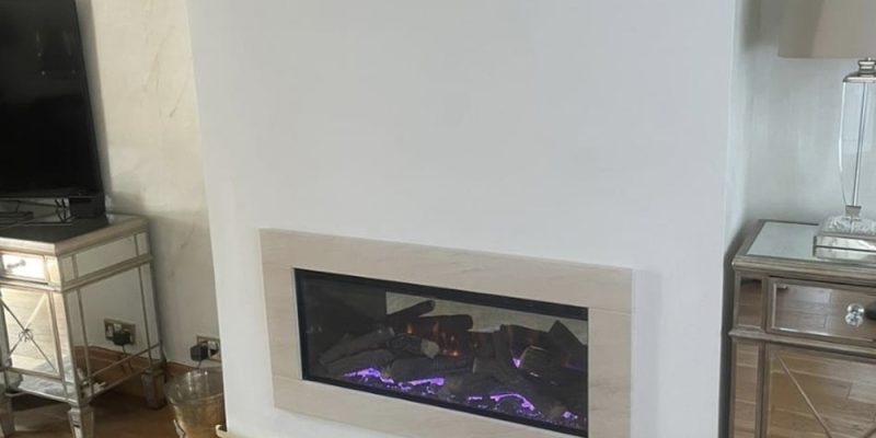 electric hole in wall fire with limestone slips