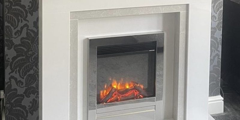 grey white mareble fireplace chrome electric fireplace